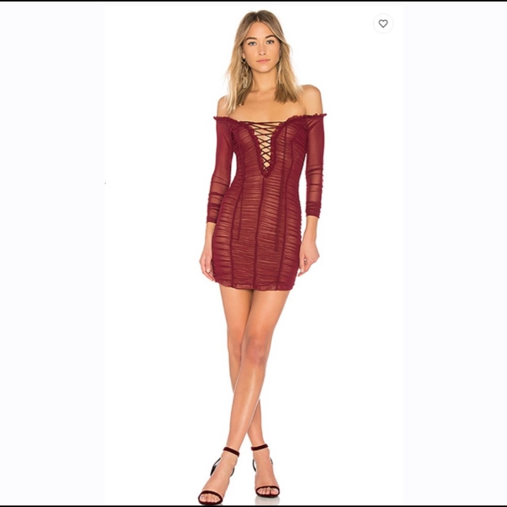 MAJORELLE DRESS MAROON SIZE LARGE